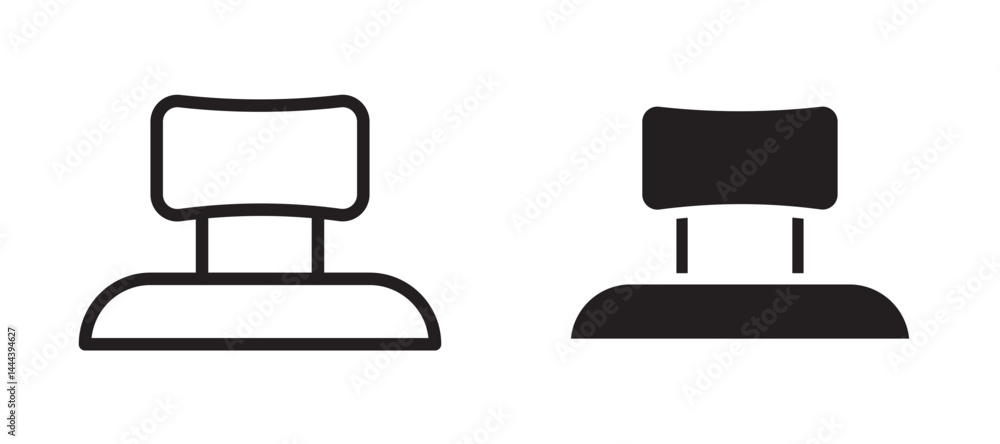 Car headrest icon In Flat and stroke Style Vector For App, UI, Websites. Black Vector Illustration. Car headrest icon In Flat and stroke Style Vector For App, UI, Websites. Black Vector Illustration.
