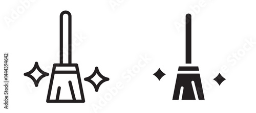 Sweeping icon In Flat and stroke Style Vector For App, UI, Websites. Black Vector Illustration.
