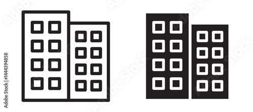 Apartment icon In Flat and stroke Style Vector For App, UI, Websites. Black Vector Illustration.