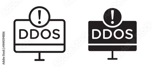 Ddos icon In Flat and stroke Style Vector For App, UI, Websites. Black Vector Illustration.