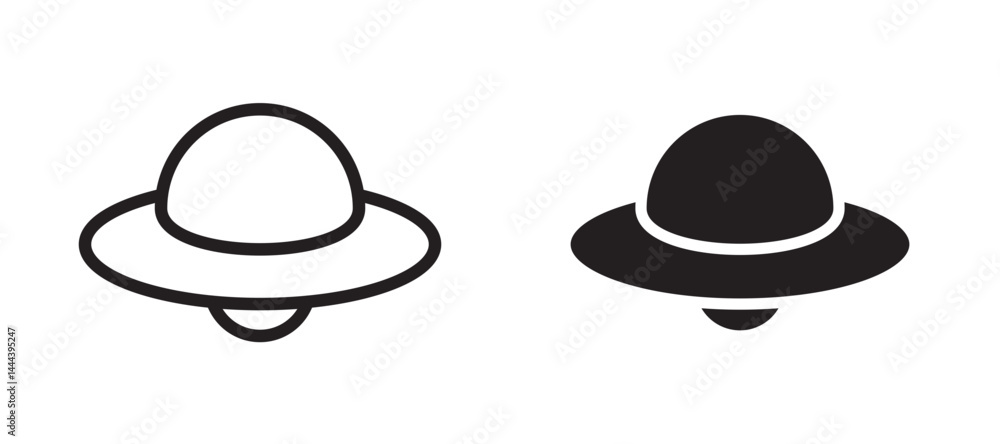 UFO icon In Flat and stroke Style Vector For App, UI, Websites. Black Vector Illustration. UFO icon In Flat and stroke Style Vector For App, UI, Websites. Black Vector Illustration.