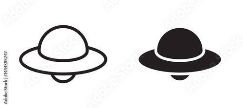 UFO icon In Flat and stroke Style Vector For App, UI, Websites. Black Vector Illustration.