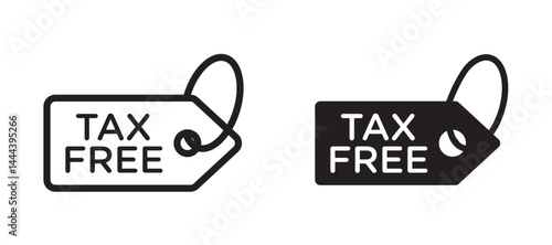 Tax free icon In Flat and stroke Style Vector For App, UI, Websites. Black Vector Illustration.