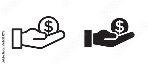 loan icon In Flat and stroke Style Vector For App, UI, Websites. Black Vector Illustration.