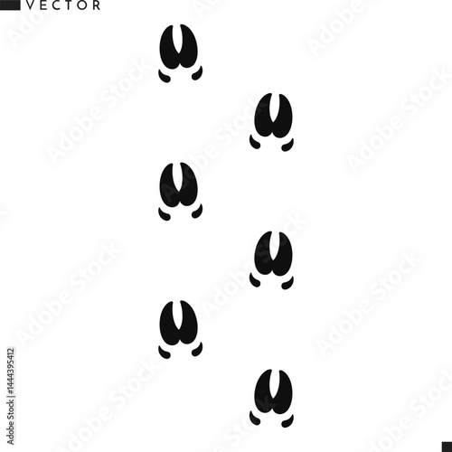 Wild boar footprint silhouette. Warthog footprint vector 