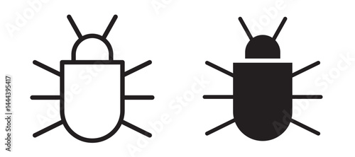 Computer bug icon In Flat and stroke Style Vector For App, UI, Websites. Black Vector Illustration.
