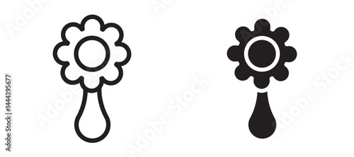 baby rattle icon In Flat and stroke Style Vector For App, UI, Websites. Black Vector Illustration.
