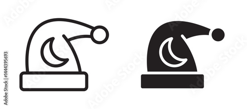 Sleeping Hat icon In Flat and stroke Style Vector For App, UI, Websites. Black Vector Illustration.