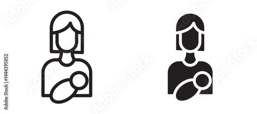 Breastfeeding icon In Flat and stroke Style Vector For App, UI, Websites. Black Vector Illustration.