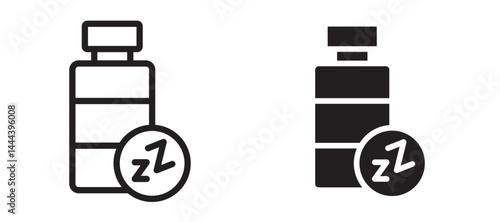 Sleeping pills icon In Flat and stroke Style Vector For App, UI, Websites. Black Vector Illustration.