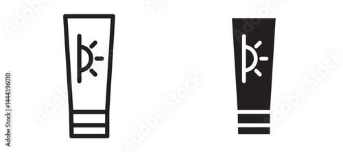 Sun cream icon In Flat and stroke Style Vector For App, UI, Websites. Black Vector Illustration.