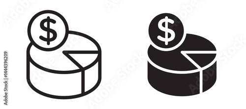 Budget planning icon In Flat and stroke Style Vector For App, UI, Websites. Black Vector Illustration.