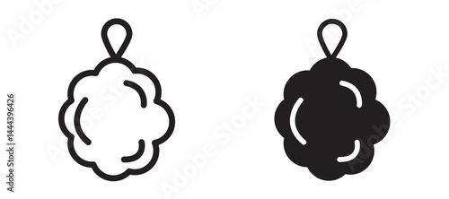 Shower sponge ball icon In Flat and stroke Style Vector For App, UI, Websites. Black Vector Illustration.