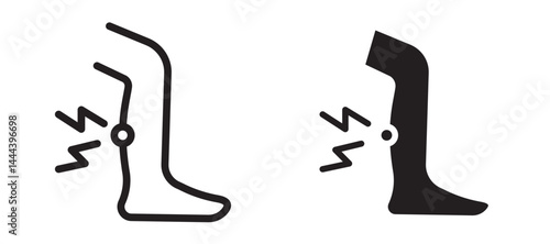 Shin pain icon In Flat and stroke Style Vector For App, UI, Websites. Black Vector Illustration.