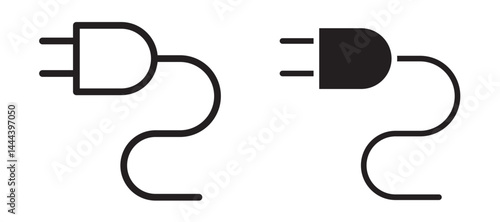 Electrical plug icon In Flat and stroke Style Vector For App, UI, Websites. Black Vector Illustration.