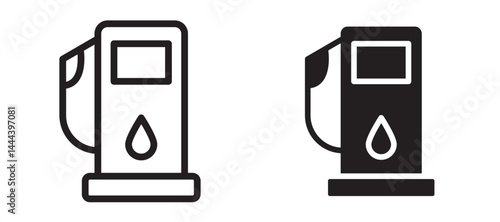 Gas station icon In Flat and stroke Style Vector For App, UI, Websites. Black Vector Illustration.