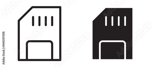 Memory card icon In Flat and stroke Style Vector For App, UI, Websites. Black Vector Illustration.