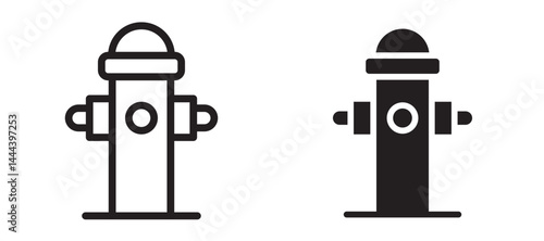 Fire hydrant icon In Flat and stroke Style Vector For App, UI, Websites. Black Vector Illustration.