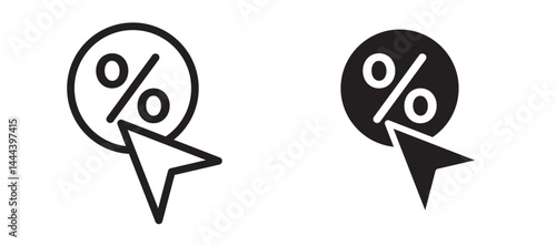 Click through rate icon In Flat and stroke Style Vector For App, UI, Websites. Black Vector Illustration.