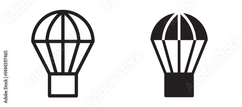 Parachute icon In Flat and stroke Style Vector For App, UI, Websites. Black Vector Illustration.