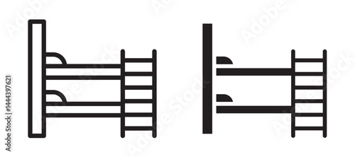 Bunk bed icon In Flat and stroke Style Vector For App, UI, Websites. Black Vector Illustration.