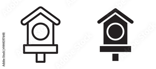 Bird house icon In Flat and stroke Style Vector For App, UI, Websites. Black Vector Illustration.