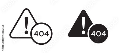 404 Error icon In Flat and stroke Style Vector For App, UI, Websites. Black Vector Illustration.