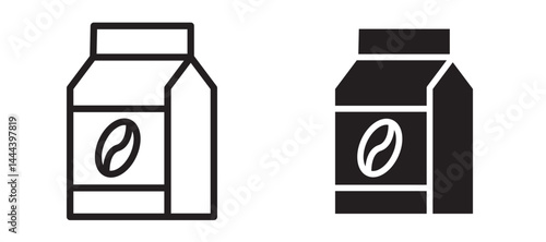Coffee paper bag icon In Flat and stroke Style Vector For App, UI, Websites. Black Vector Illustration.