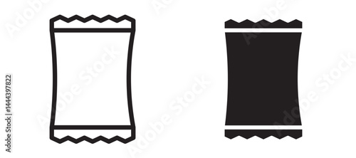 Chips bag icon In Flat and stroke Style Vector For App, UI, Websites. Black Vector Illustration.