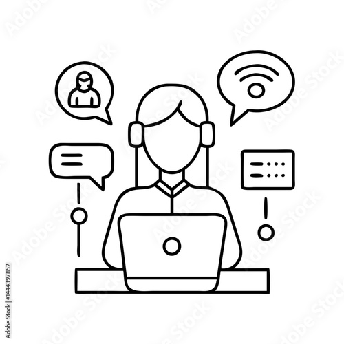 virtual assistant icon, virtual assistant line art - simple line art of virtual assistant, perfect for virtual assistant logos and icons