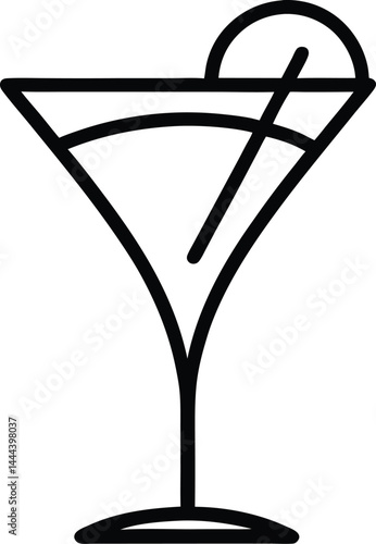 Stylish cocktail glass in single line art form ideal for drink themed illustrations modern bar branding or festive celebration poster designs