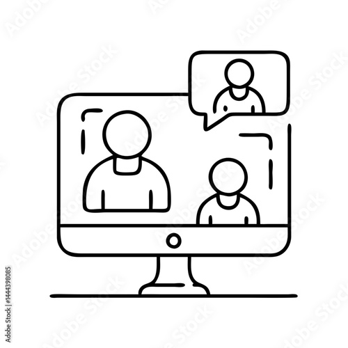 virtual meeting icon, virtual meeting line art - simple line art of virtual meeting, perfect for virtual meeting logos and icons