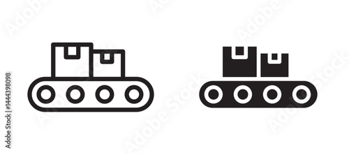 Conveyor belt icon In Flat and stroke Style Vector For App, UI, Websites. Black Vector Illustration.