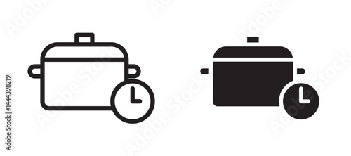 Cooking time icon In Flat and stroke Style Vector For App, UI, Websites. Black Vector Illustration.