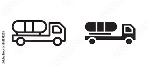 Fuel truck icon In Flat and stroke Style Vector For App, UI, Websites. Black Vector Illustration.