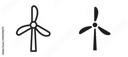 Eolic energy icon In Flat and stroke Style Vector For App, UI, Websites. Black Vector Illustration.