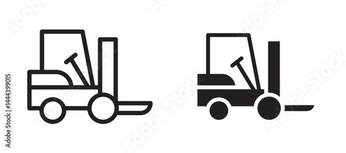 Forklift icon In Flat and stroke Style Vector For App, UI, Websites. Black Vector Illustration.