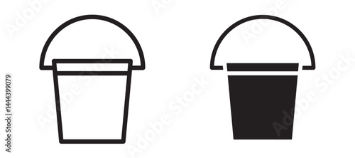 Water bucket icon In Flat and stroke Style Vector For App, UI, Websites. Black Vector Illustration.
