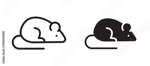 Rat icon In Flat and stroke Style Vector For App, UI, Websites. Black Vector Illustration.