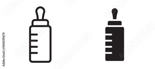 Baby milk bottle icon In Flat and stroke Style Vector For App, UI, Websites. Black Vector Illustration.