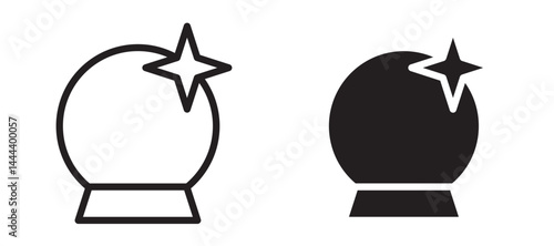 Crystal ball icon In Flat and stroke Style Vector For App, UI, Websites. Black Vector Illustration.