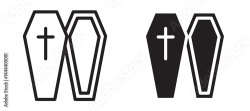 Coffin icon In Flat and stroke Style Vector For App, UI, Websites. Black Vector Illustration.