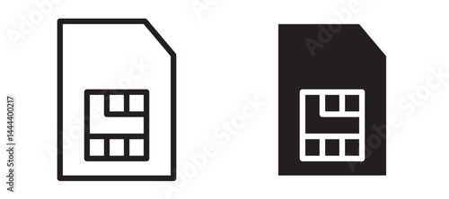 Sim card icon In Flat and stroke Style Vector For App, UI, Websites. Black Vector Illustration.
