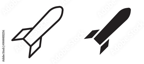 Missile icon In Flat and stroke Style Vector For App, UI, Websites. Black Vector Illustration.
