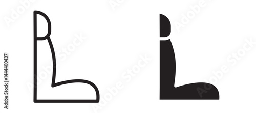 Car seat icon In Flat and stroke Style Vector For App, UI, Websites. Black Vector Illustration.