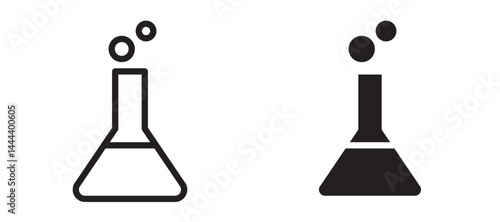 Beaker icon In Flat and stroke Style Vector For App, UI, Websites. Black Vector Illustration.