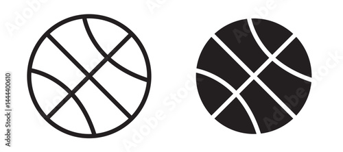 Basketball icon In Flat and stroke Style Vector For App, UI, Websites. Black Vector Illustration.