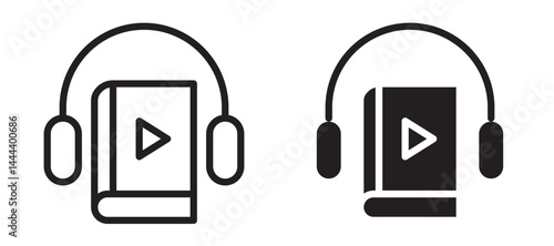 Audio book icon In Flat and stroke Style Vector For App, UI, Websites. Black Vector Illustration.