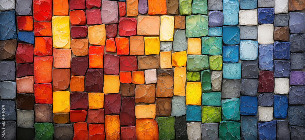 Colorful abstract mosaic pattern with textured squares in vibrant hues. Colorful abstract mosaic pattern with textured squares in vibrant hues.
