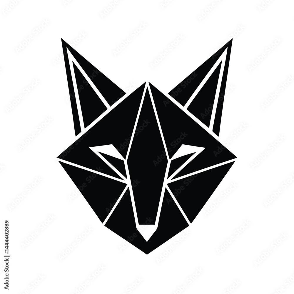 Modern, abstract fox head formed with basic shapes vector silhouette Modern, abstract fox head formed with basic shapes vector silhouette